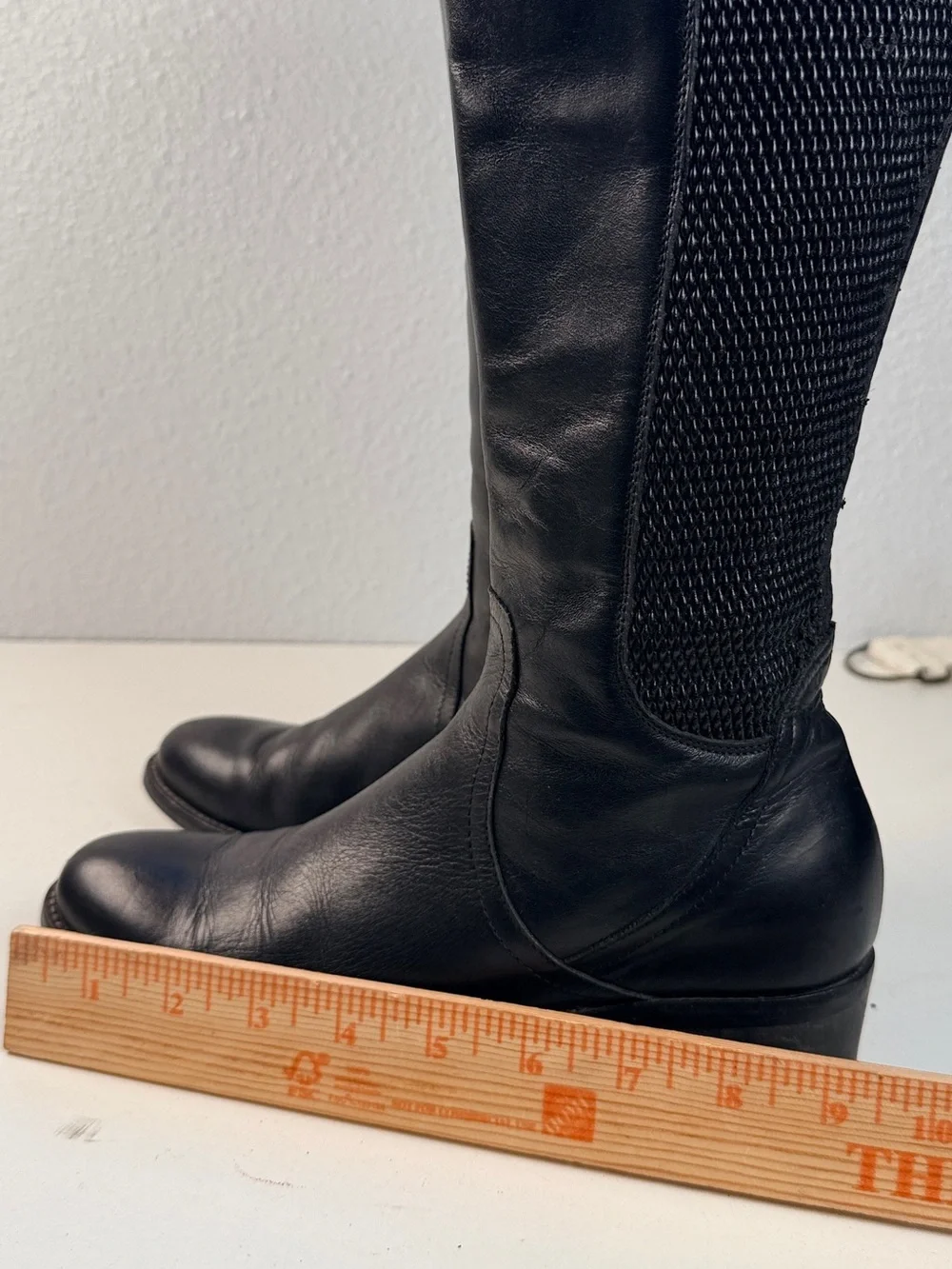 Aquatalia Black Leather Tall Riding Boots Mesh Panel Women Size 6.5 Italy